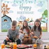 APROPHIC Children's Birthday Banner Background Blue Animals Photo Background Happy