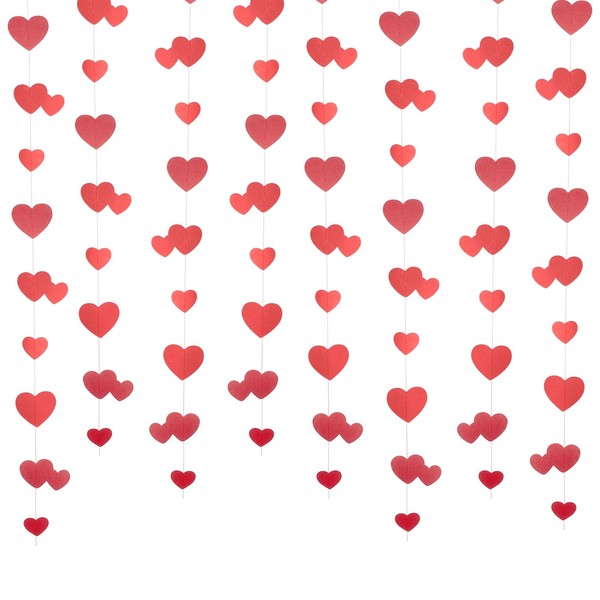 Paper Garland Ceiling Hanger Banner with Hanging Heart Glitter Paper,