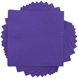 JAM PAPER Small Beverage Napkins - 5 x 5 - Purple - 50/Pack