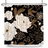 ChloropLastid Black Gold Floral Shower Curtain Black Flowers Shower Curtain