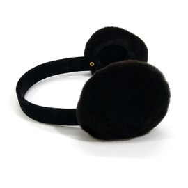 Hima 100% Real Sheared Mink Fur Earmuffs Made in US (Sheared Black)