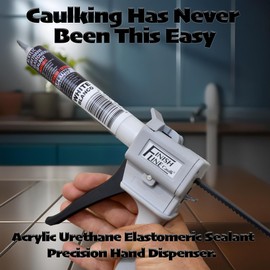 Finish Line Caulk Acrylic Urethane Elastomeric Sealant and Precision Hand Dispenser. Includes One Dispenser and Two 55 - mL / 1.86 fl Tubes Sealant with Precision Caulking Tips. (White)