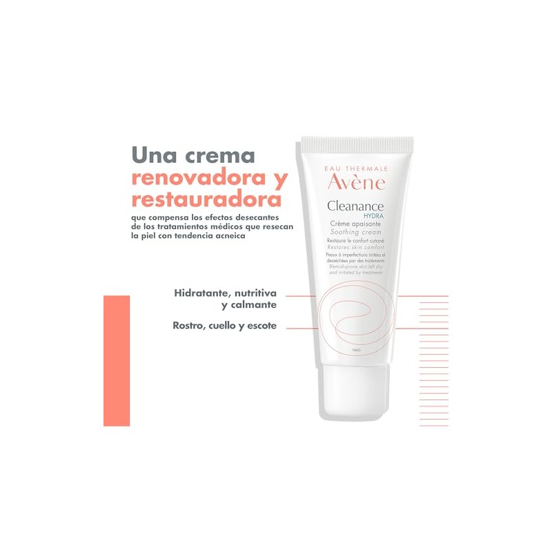 Avene Cleanance Hydra Crema Hidratante Facial para Piel Grasa, 40ml