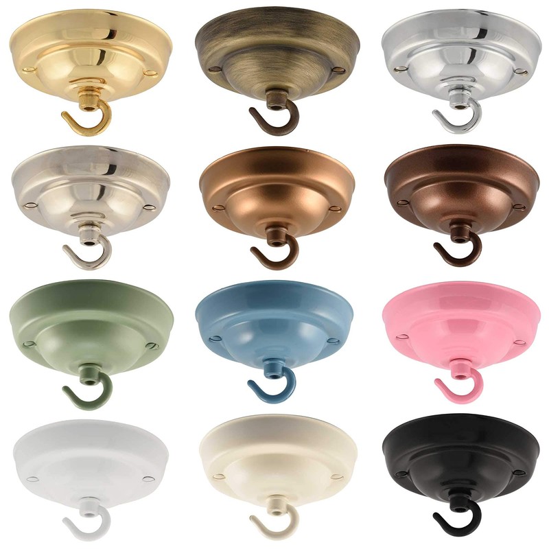 ElekTek 108mm Diameter Ceiling Rose with Hook Metallic Finishes Powder
