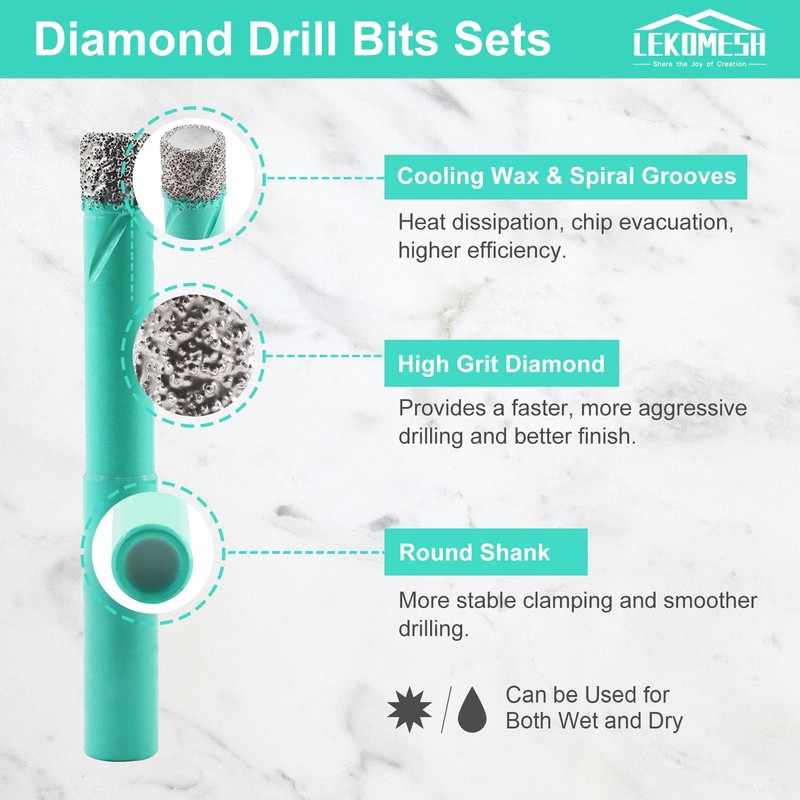 LEKOMESH Diamond Core Drill Bits Tile Hole Saw Cutter 10pcs