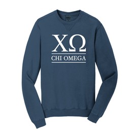Chi Omega Vintage Color Crewneck Sweatshirt (Unisex XXL, Blue Slate)