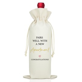 LAGZDFC Pairs Well With A New Apartment Wine Champagne Gift Bag, Reusable Wine Wrap Bag, Apt Housewarming Gifts, New Home Gift For Her Him Homeowner New House Host, Realtor Present to Clients