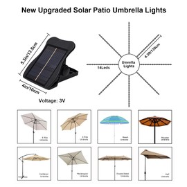 ZNYCYE Solar Umbrella Lights, 8 Strands Patio Umbrella Lights Outdoor with 8 Modes 3V Solar Panel Clip 112 Led Outdoor Waterproof for Beach Deck Garden Camping Tents Party Decoration(Multicolor)