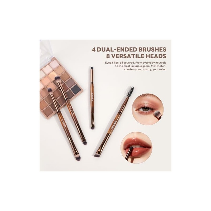 MAANGE Brochas para Maquillaje Profesional, 6 Piezas de Doble Punta