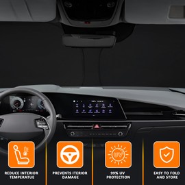 D-Lumina Winshield Sun Shade for Kia NIRO 2017 2018 2019 2020 2021 2022 2023 2024, Foldable Front Sun Shield Protector Blocks UV Rays, Window Sunshade Sun Visor Interior Accessory