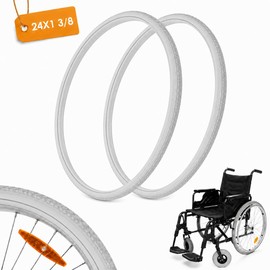 CLISPEED Wheelchair Tyres 24 Inches: PU Solid Rubber Tyres 24 x 1 3/8 Grey Pack of 2