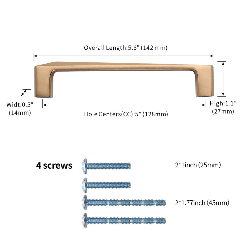 KNOKLOCK 10 Pack 5 Inch(128mm) Kitchen Cabinet Handles Champagne Bronze