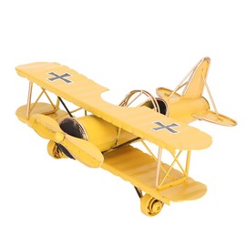 HERCHR Aeroplane Decor Hanging Plane Ornament Vintage Iron Aeroplane Aeroplane Models Double Decker Aircraft Model (Yellow)