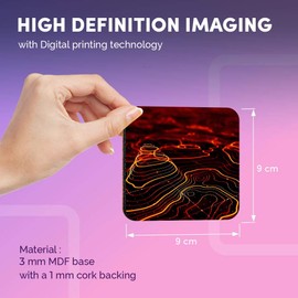 Destination Vinyl ltd Great Coasters (Set of 4) Square - 3D Topographic Map Geography Drink Glossy Coasters/Tabletop Protection for Any Table Type #21063