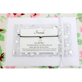 Lucor Friends Are Like Stars Gift,Star Wish String Bracelet,Friendship Bestie Gift,Best Friend Gift,Christmas Birthday Gift(Black)