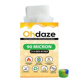 Ohdaze Nylon Filter Bags 2x4 inch | 40 Pack | 90 Micron Press Bags | 3 x Parchment Papers | 1 x Wax Container | Double-Stitch Nylon Micron Press Bags