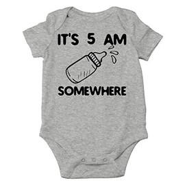 AW Fashions It's 5 AM Somewhere Baby Bodysuit Funny Adorable Newborn Coming Home Outfit Cute Boys Girls (6 Months, Sports Grey)