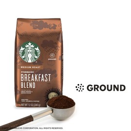 Starbucks Medium Roast Ground Coffee — Breakfast Blend — 100% Arabica — 6 bags (12 oz. each)