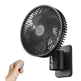LEMOISTAR 8 Inch Small Wall Mounted RV Fan with Remote Control, 90° Oscillating, 4 Speeds, 4 Timer, Adjustable Tilt, 70 Inch Cord, Quiet, for Corner Bedroom Home Office Garage