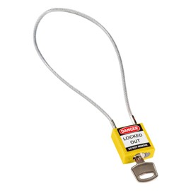 Compact Cable Safety Padlock 32mm x 16mm x 400mm Yellow