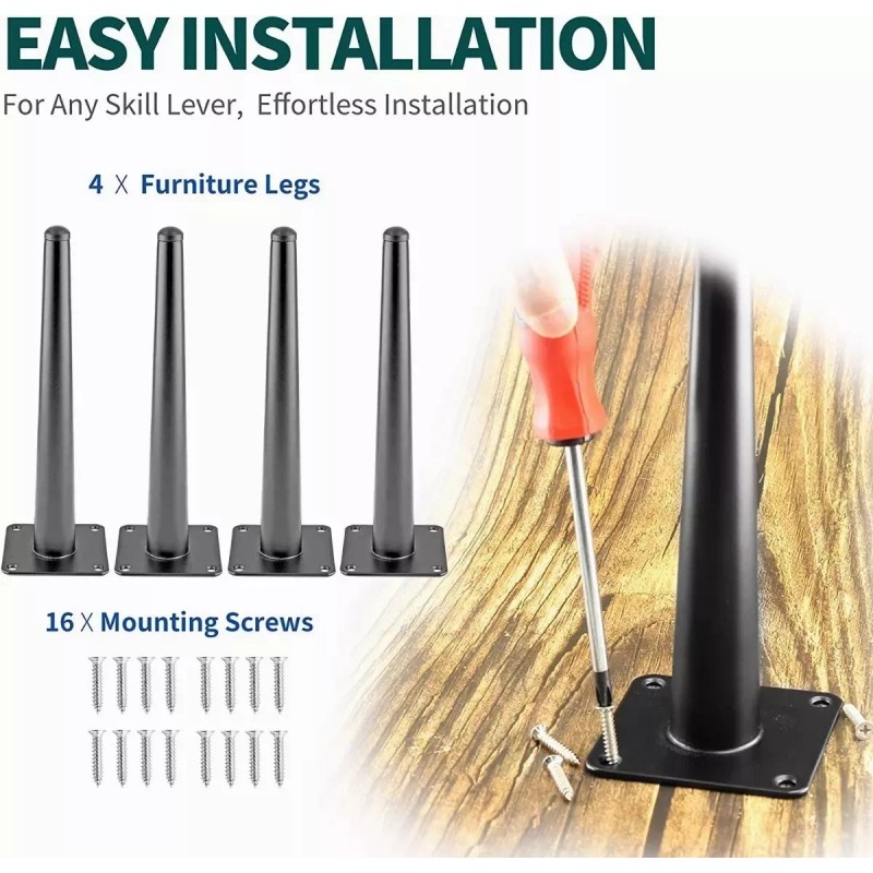ROSALIABONILLA Patas De Metal De 40 Cm Para Muebles, Paquete
