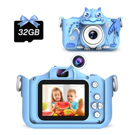NEOVSUNY Children's Camera, 20MP 1080P HD Selfie Digital Camera, Children, 2.0 Inch Screen with 32GB Card, Dinosaur Photo Camera, Gifts for 3-12 Years, Boys and Girls
