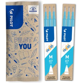 Pilot FriXion Gel Rollerball Pen Refills, 0.7 mm, Pack of 6, Light Blue, with Erasable Ink, Compatible with FriXion Ball and FriXion Clicker 0.7, Medium Thickness