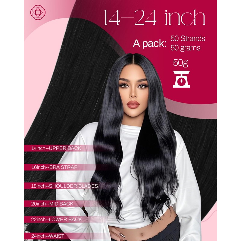 Moresoo Hair Extensions Microlink Human Hair Jet Black Micro Link