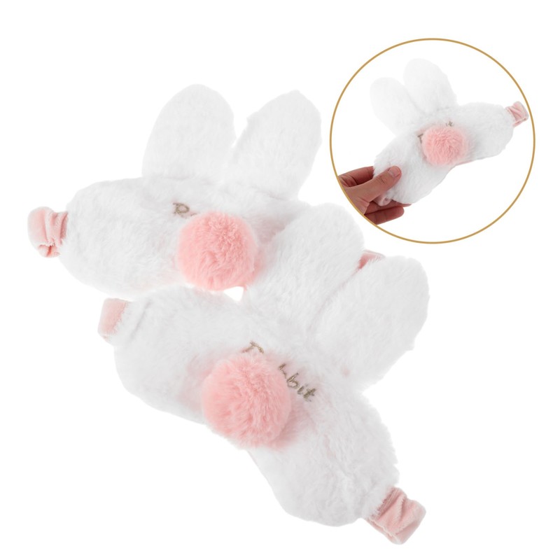 Outanaya 2pcs Plush Rabbit Ear Eye Mask for Travel Comfortable