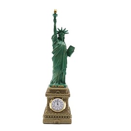 ZIZO Statue of Liberty Replica New York City Landmark Souvenir Lady Liberty Statue Figurine Clock 8 inches (Green)