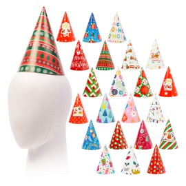 THE TWIDDLERS - 24 Christmas Cracker Party Hats in Assorted Festive Designs for Kids and Adults Photo Props for Xmas Parties Costume Party Accessories - 20cm x 15cm