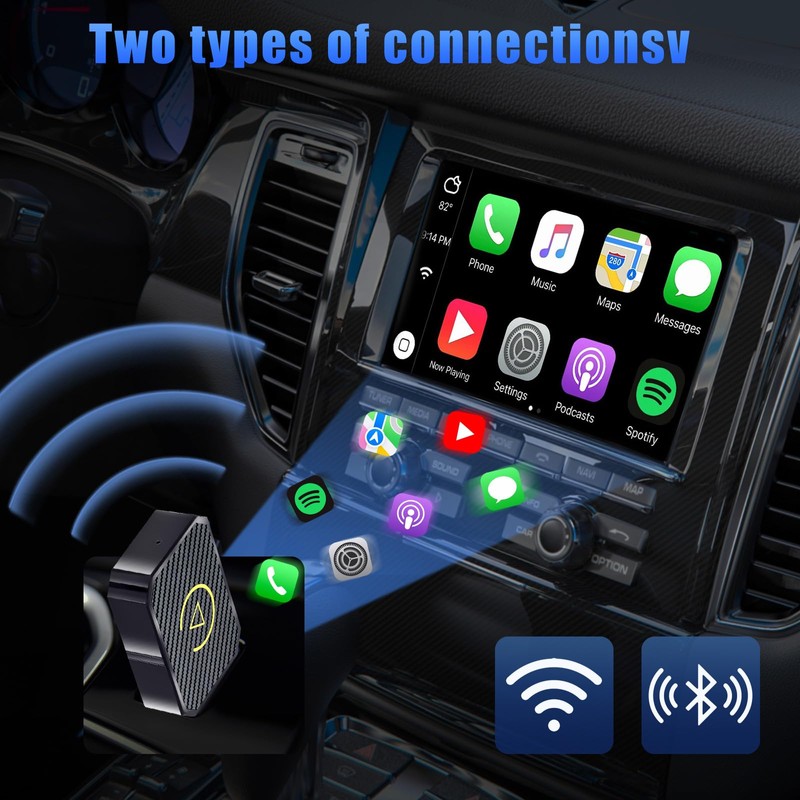 2-in-1 Wireless Adapter for Android Car and CarPlay, USB-C/A, Plug