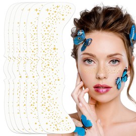 Alovez Pack of 6 Glitter Face Freckles Tattoos, Waterproof Golden Stars and Dots Temporary Tattoos, Festival Freckles Glitter Face Tattoos