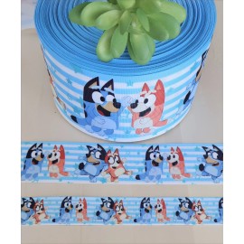Unbranded 7/8, 1.5 & 3" (1 YD) Blue Dog Grosgrain Ribbon TV Character Ribbon - 1.5 inch