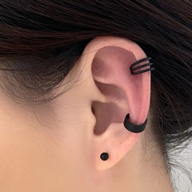 Aneneiceera Boho Conch Ear Cuffs Hoop Earrings Stud Black No Piercing Cartilage Clip Earrings Fake Helix Crawler Climber Cuffs Wrap Earrings Statement Cuffs Earrings Jewelry for Women and Girls(Black)