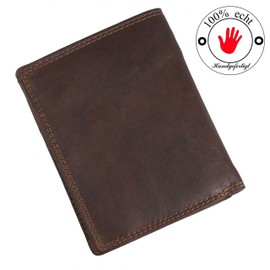 Pranke Men's Genuine Leather Wallet Made of Antique and Soft Cowhide Leather with Card Slots in Vintage Brown, Vintage Brown, Vintage