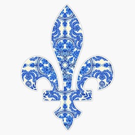 kkg fleur de lis - blue swirl Bumper Sticker Vinyl Decal 5 inches