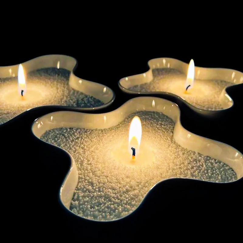 Niceme Snow Pearled Candles - 12Oz Customized Powdered Candle Sand