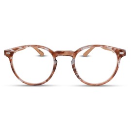 Tortoise Retro Bamboo Frame Round Reading Glasses for Women with Sturdy Made - Flexible Spring Hinge Readers for Women - Trendy for all Face Shapes High End Fashion Reader Glasses - Cheaters 2.0+