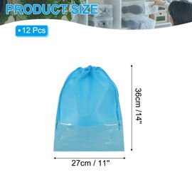 PATIKIL Drawstring Shoe Bag, 12 Pack 14 x 11 Inch Travel Shoe Bags Non-Woven Shoe Storage Bag Boots Shoes Organizer Pouch for Travel Home, Blue