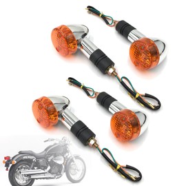 SPNUVR 4Pcs Motorcycle Bullet Turn Signals Lights Fit For Honda Suzuki Kawasaki Yamaha Harley Motorcycle Bobber Chopper Vintage Turn LampBulb