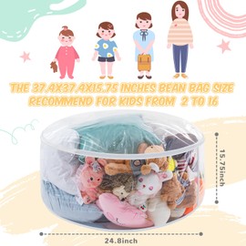 Teenyyou Stuffed Animal Storage Bean Bag Chair Sofa Cover Zipper Large Transparent PVC Stuffed Animal Organizer Bean Bag Seat Only for Organizing Rooms Plush Toys When Filled (24.8 Inch,Chair Style)