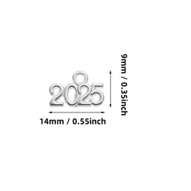 Xeahung 100 Pcs Alloy Year Charms 2025 Graduation Pendant 2025 Graduation Charms for Bracelets Graduation Tassel Earrings Keychain Jewelry Making Accessory DIY Crafting Wedding Decor (Silver)