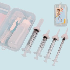 Alhlawee Kittens Bottle Feeding Kit, Anti-Choke Pet Feeder Set with 5 Silicone Nursing Nipples & Multi-Size Syringes(1ml/3ml/5ml/10ml) - Also for Puppies, Small Animals