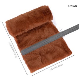 Luxurious Faux Fur Fabric by Neotrims – Precut Panels 1.6mt Long x 20cm, Soft Plush 10mm Pile, 21 Colours – Ribbon Style Faux Fur for Crafts, Sewing, Clothing Edges & DIY Projects. Brown