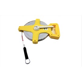 HKB ® HKB 50773 Measuring Tape 50 m with Fibreglass Tape, Plastic Yellow with Ergonomic Handle, Fold-Out Crank, 2 Scales: Metres and Feet, Manufacturer HKB, Item No. 50773