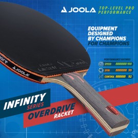 JOOLA Infinity Overdrive - Professional Performance Ping Pong Paddle with Carbon Kevlar Technology - Black Rubber on Both Sides - Competition Table Tennis Racket for Advanced Training - Extreme Speed