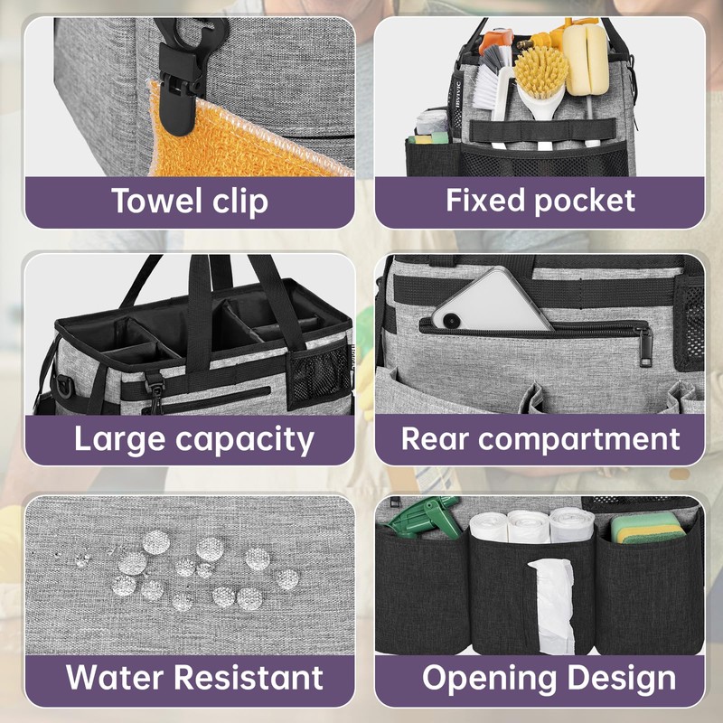 IBVIVIC Wearable Cleaning Caddy Bag for Cleaning Supplies,Large Capacity Cleaning