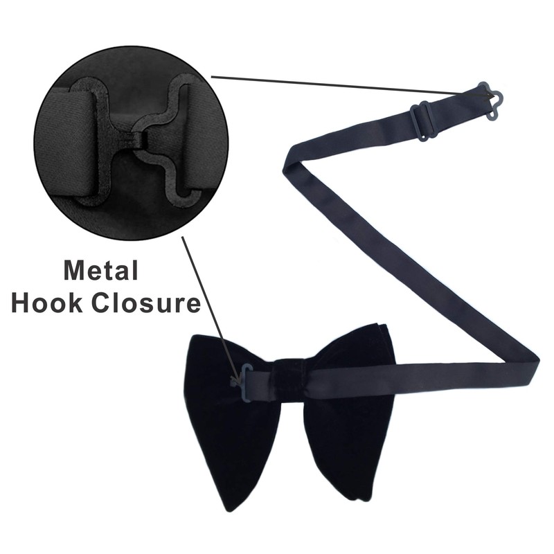 Justar Men's Velvet Bow Ties Pre-Tied Oversized Bowtie Formal Tuxedo
