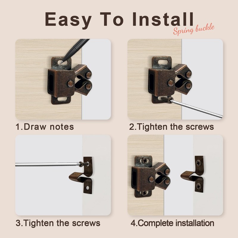 10PCS Cabinet Latch Double Roller Catch Hardware Catches Cabinet Latch